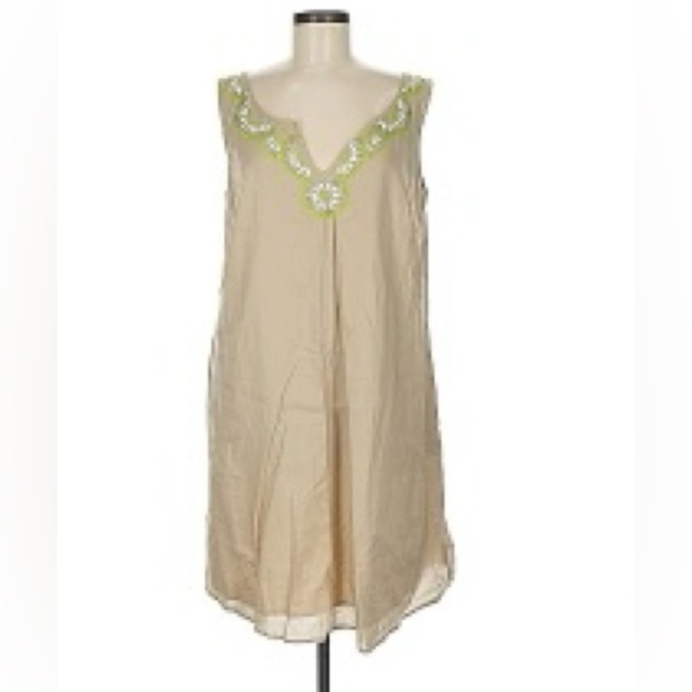 Calypso St. Barth Summer Dress with Green Embroidery